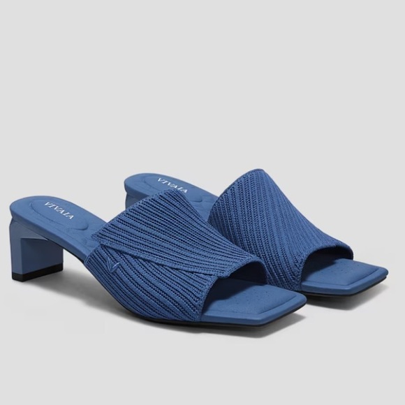Vivaia 37.5 Square-Toe Block Heel Sandals in Vintage Blue - Picture 3 of 12
